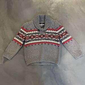 Oshkosh‎ Shawl Collar Fair Isle Grandpa Knit Cardigan Sweater Baby Boy 24 Month